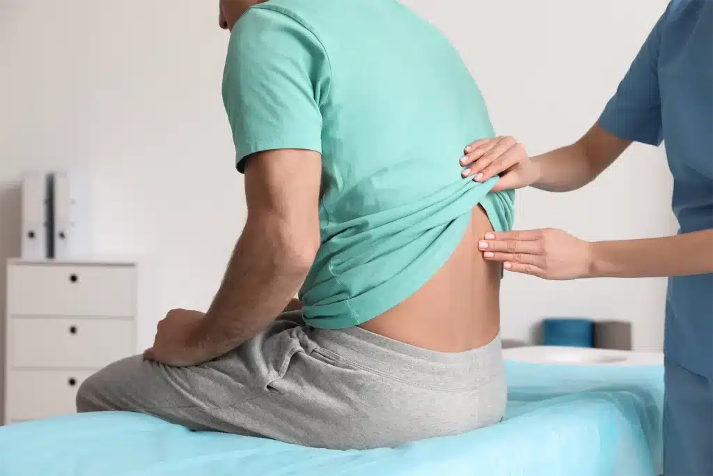 Image of patient undergoing a spinal decompression checkup